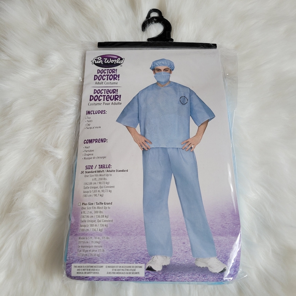 Fun World Blue Doctor! Doctor! Scrubs Halloween Costume Standard Adult Size NWT